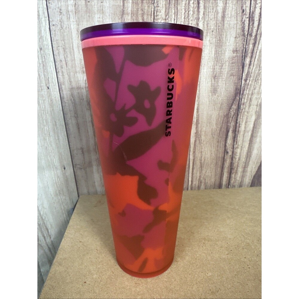 2022 Starbucks Spring Red Floral Soft Touch 24oz Tumbler Venti Cold Cup